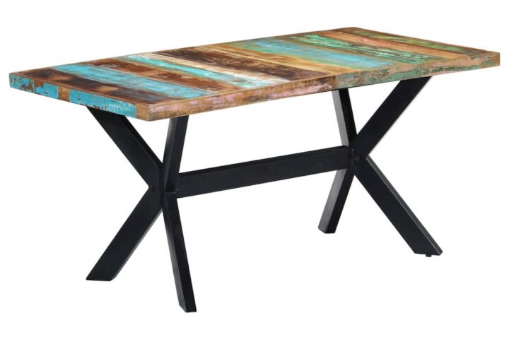 vidaXL Dining Table 63"x31.5"x29.5" Solid Reclaimed Wood