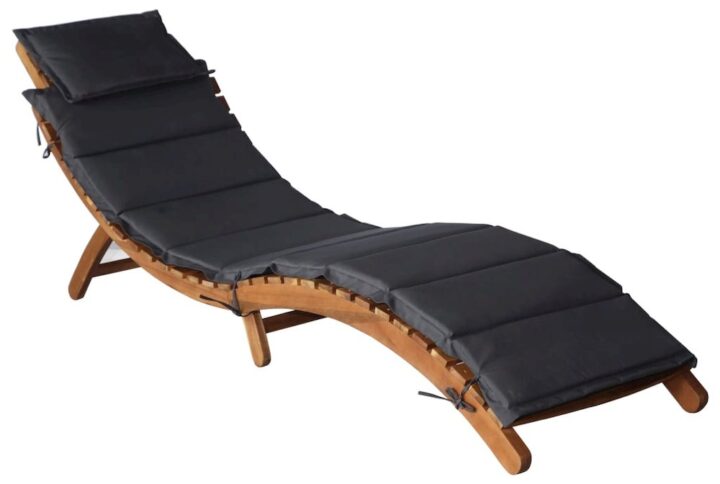 vidaXL Sun Lounger with Cushion Solid Acacia Wood Dark Gray