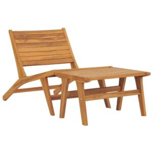 vidaXL Garden Chair with Footrest Solid Teak Wood