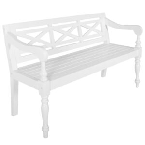 Batavia Bench 48.4" Solid Mahogany Wood White From vidaXL