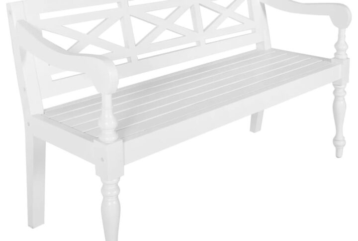 Batavia Bench 48.4" Solid Mahogany Wood White From vidaXL