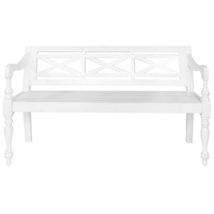 Batavia Bench 48.4" Solid Mahogany Wood White From vidaXL