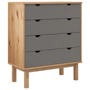 Drawer Cabinet OTTA Brown&Gray 30.1"x15.6"x35.4" Solid Wood Pine From vidaXL