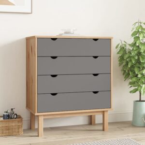 Drawer Cabinet OTTA Brown&Gray 30.1"x15.6"x35.4" Solid Wood Pine From vidaXL