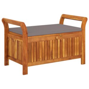 Patio Storage Bench with Cushion 35.8" Solid Wood Acacia From vidaXL