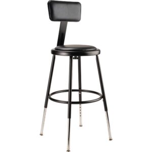 NPS® 19"-27" Height Adjustable Heavy Duty Vinyl Padded Steel Stool With Backrest