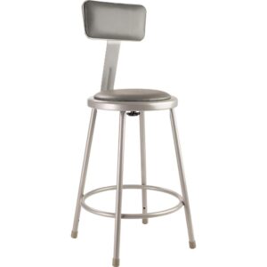 NPS® 24"Heavy Duty Vinyl Padded Steel Stool With Backrest