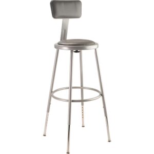 NPS® 25"-33" Height Adjustable Heavy Duty Vinyl Padded Steel Stool With Backrest