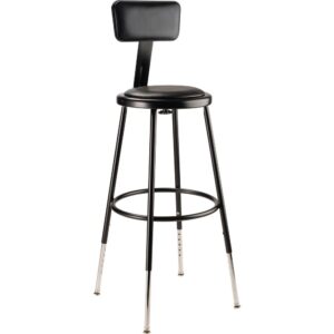 NPS® 25"-33" Height Adjustable Heavy Duty Vinyl Padded Steel Stool With Backrest