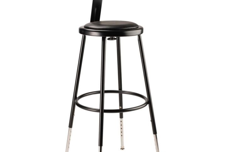 NPS® 25"-33" Height Adjustable Heavy Duty Vinyl Padded Steel Stool With Backrest