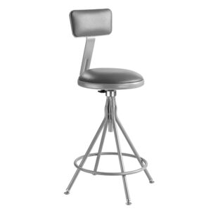 NPS® 24"-30" Height Adjustable Heavy Duty Vinyl Padded Swivel Steel Stool With Backrest