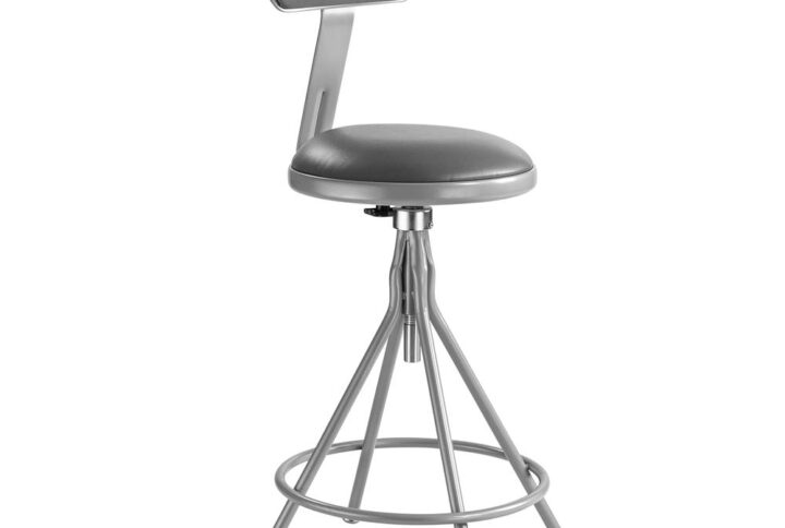 NPS® 24"-30" Height Adjustable Heavy Duty Vinyl Padded Swivel Steel Stool With Backrest