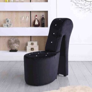 Best Master Furniture Tristram 19" Velvet High Heel Shoe Chair in Black From Best Master Furniture