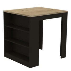 Milos Kitchen Island Table Black Wengue-Light Oak From Depot E-Shop