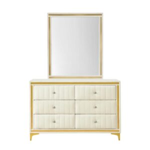 Velvet 6 Drawer Dresser with Gold Legs and Trim From Better Home Products