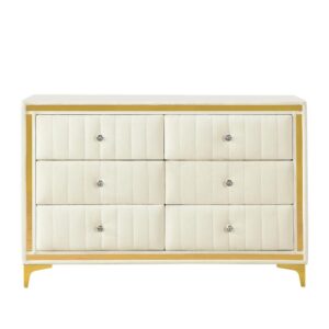 Velvet 6 Drawer Dresser with Gold Legs and Trim From Better Home Products