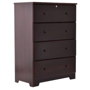 WPfurniture Isabela Collection Solid Pine Wood 4 Drawer Chest Dresser (Mahogany) From Woodpeckers Furniture and Mattress