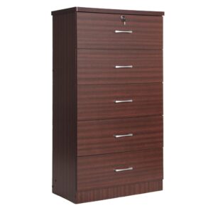 Better Home Products Olivia Wooden Tall 5 Drawer Chest Bedroom Dresser Mahogany From Better Home Products