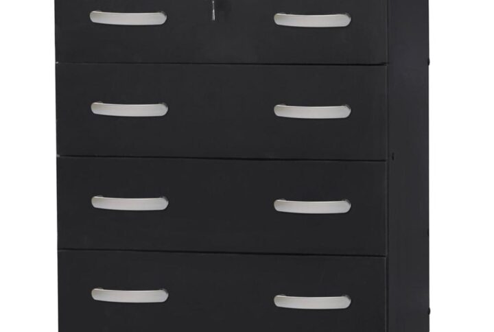 Better Home Products Cindy 4 Drawer Chest Wooden Dresser with Lock in Black From Better Home Products