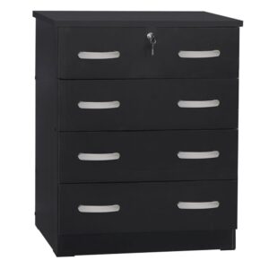 Better Home Products Cindy 4 Drawer Chest Wooden Dresser with Lock in Black From Better Home Products