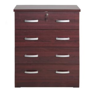 Better Home Products Cindy 4 Drawer Chest Wooden Dresser with Lock in Mahogany From Better Home Products