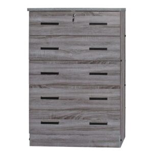 Better Home Products Cindy 5 Drawer Chest Wooden Dresser with Lock in Gray From Better Home Products