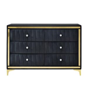 Velvet 6 Drawer Dresser with Gold Legs and Trim From Better Home Products