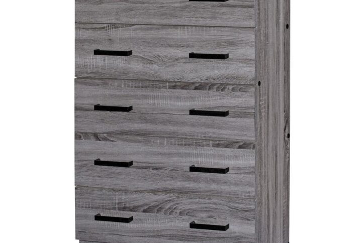 Better Home Products Cindy 5 Drawer Chest Wooden Dresser with Lock in Gray From Better Home Products