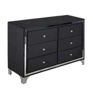 Better Home Products Monica Velvet Upholstered Double Dresser in Black From Better Home Products