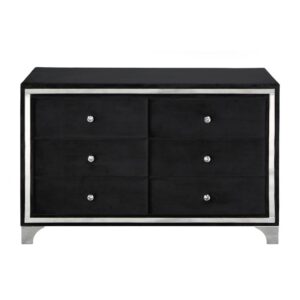 Better Home Products Monica Velvet Upholstered Double Dresser in Black From Better Home Products