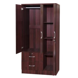 Better Home Products Symphony Wardrobe Armoire Closet with Two Drawers Mahogany From Better Home Products