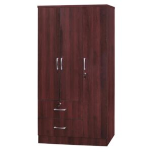 Better Home Products Symphony Wardrobe Armoire Closet with Two Drawers Mahogany From Better Home Products