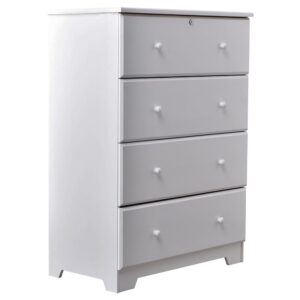 Better Home Products Isabela Solid Pine Wood 4 Drawer Chest Dresser in White From Better Home Products