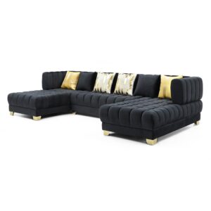 U-Shaped Double Chaise Sectional Sofa - 140" Large Couch with 6 Pillows From Better Home Products