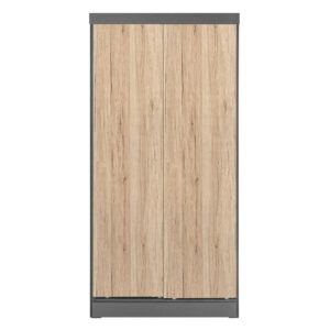 Better Home Products Modern Wood Double Sliding Door Wardrobe Natural Oak /Gray From Better Home Products