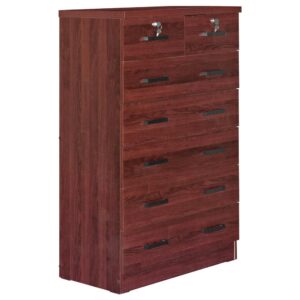 Better Home Products Cindy 7 Drawer Chest Wooden Dresser with Lock in Mahogany From Better Home Products