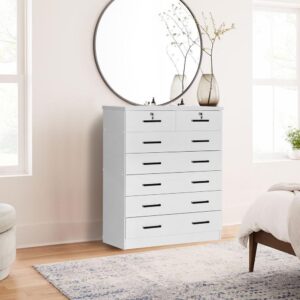 Better Home Products Cindy 7 Drawer Chest Wooden Dresser with Lock in White From Better Home Products