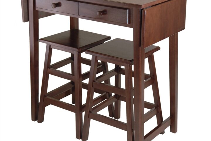 Mercer Double Drop Leaf Table with 2 Stools From Winsome Wood