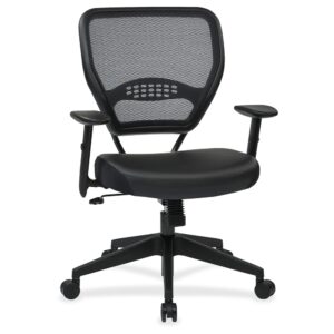 Office Star Professional Dark Air Grid Back Managers Chair - Leather Seat - 5-star Base - Black - 1 Each From Office Star Products