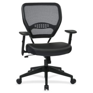 Office Star Professional Dark Air Grid Back Managers Chair - Leather Seat - 5-star Base - Black - 1 Each From Office Star Products