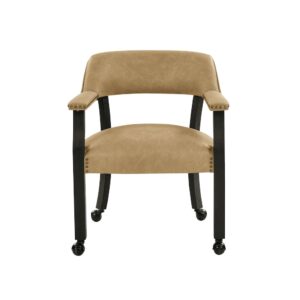 Rylie Dining Sand PU Arm Chair w/Caster From Steve Silver