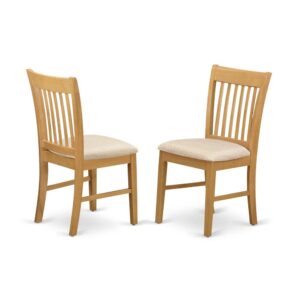 NFC-OAK-C Norfolk kitchen dining chair with Cushion Seat -Oak Finish. From East West Furniture