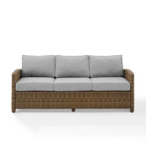 Bradenton Outdoor Wicker Sofa Sand/Weathered Brown From Crosley Furniture