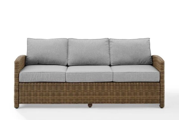 Bradenton Outdoor Wicker Sofa Sand/Weathered Brown From Crosley Furniture