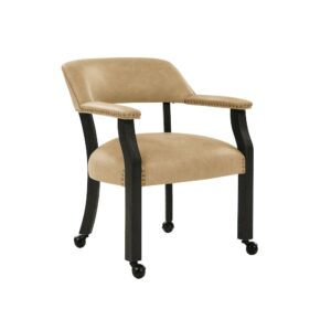 Rylie Dining Sand PU Arm Chair w/Caster From Steve Silver