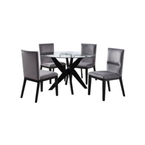 Amalie 5pc Dining Set - Black with Grey Velvet Chairs From Steve Silver