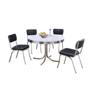 Retro 5-piece Round Dining Set Glossy White and Black From Coaster