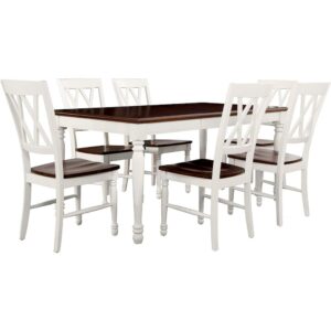 Shelby 7Pc Dining Set Distressed White - Table & 6 Chairs From Crosley Furniture