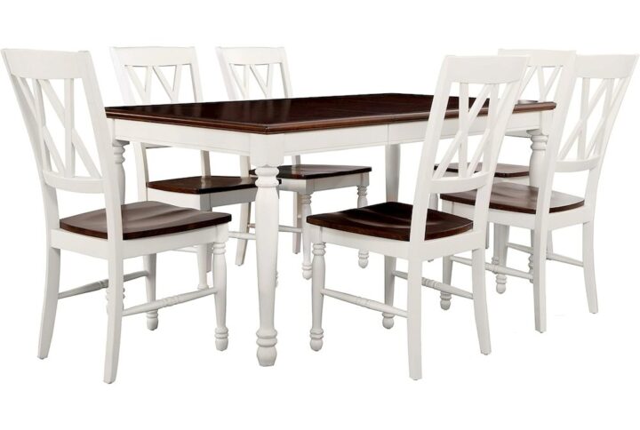 Shelby 7Pc Dining Set Distressed White - Table & 6 Chairs From Crosley Furniture