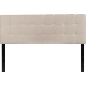 Tufted Upholstered Queen Size Headboard in Beige Fabric From Flash Furniture